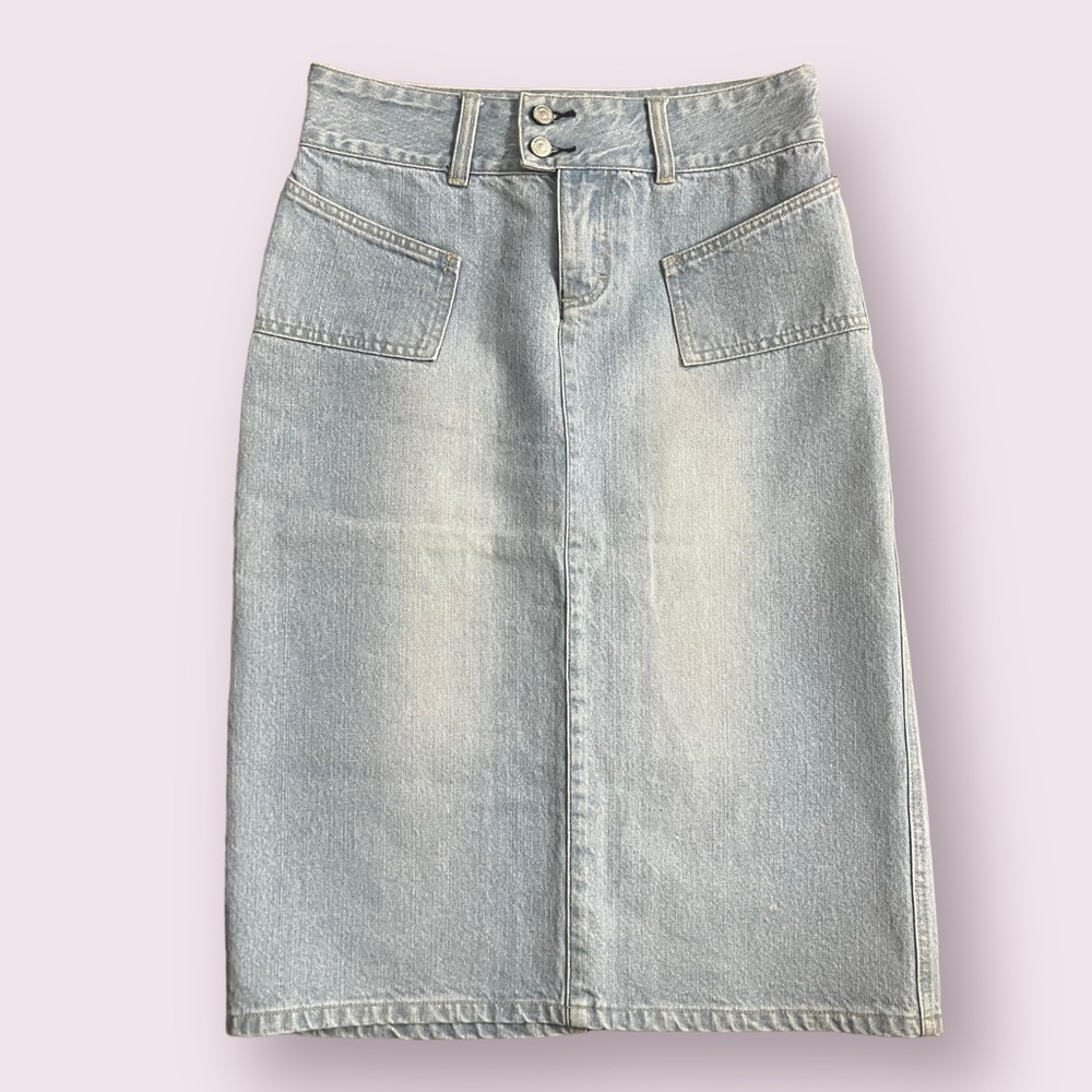 UNIONBAY Light Blue Denim Midi Skirt